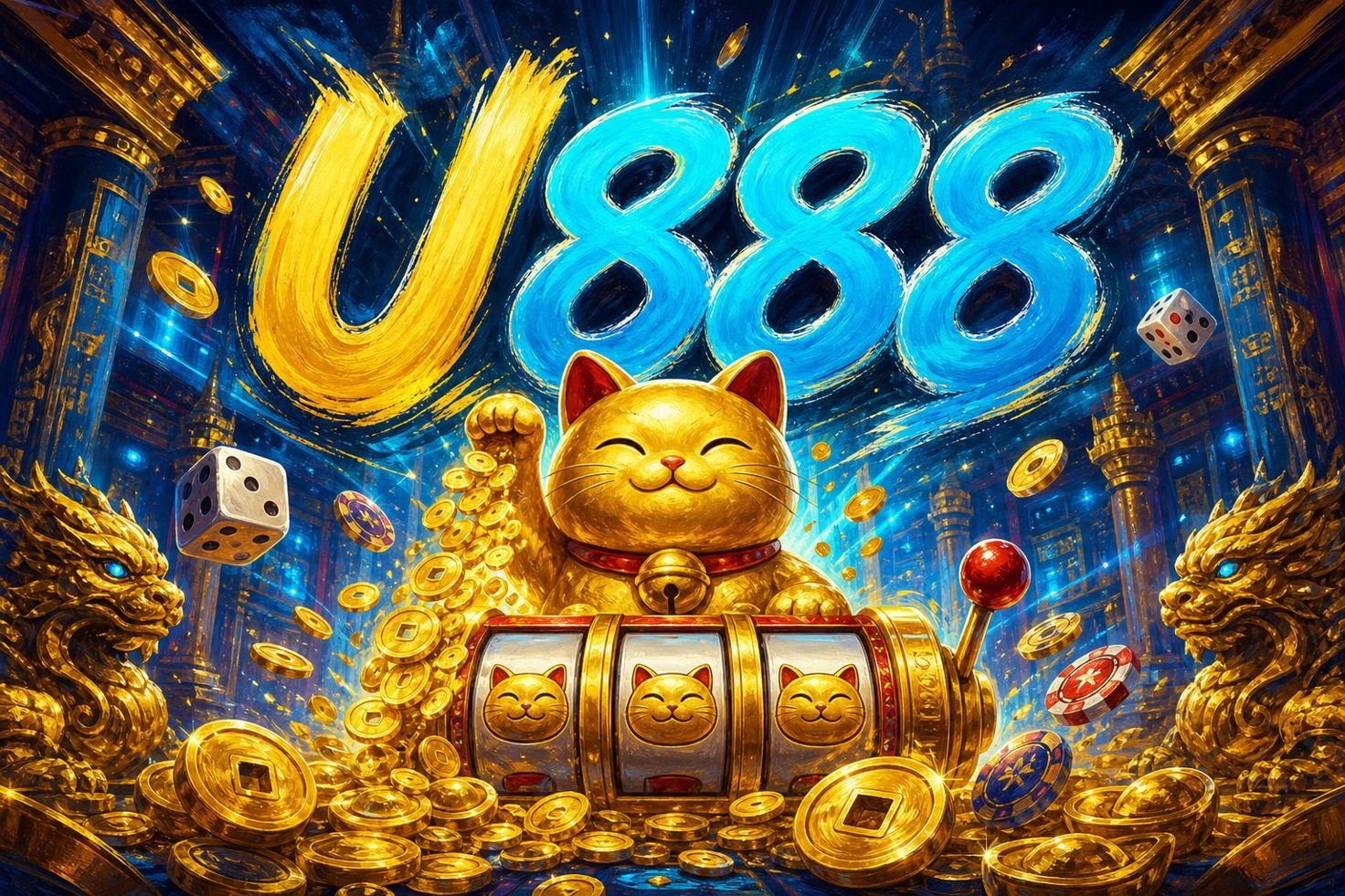 Ảnh bìa trò chơi Wolf Gold tại U888 với hình ảnh đàn sói hoang dã trên nền núi đá